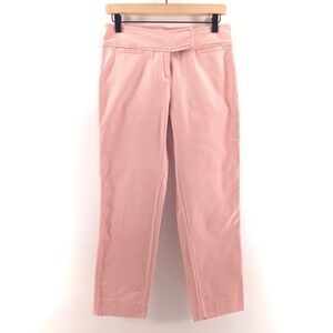 LOFT Women Pants Marisa Size 0 Pink Straight Leg Cotton Blend Trousers 495189